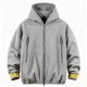 Men's Gray Hooded Jacket with Yellow Letter Cuff Print