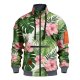 Men's Full-Zip Stand Collar Jacket with Tropical Floral Print