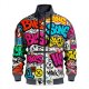 Men's Full-Zip Stand Collar Jacket with Colorful Graffiti Print