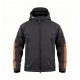 Men's Black Hooded Jacket with Orange Striped Sleeve Print