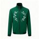Men's Forest Green Stand-Collar Jacket with White Vine Print