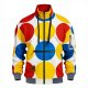 Men's Full-Zip Stand Collar Jacket with Colorful Polka Dot Print